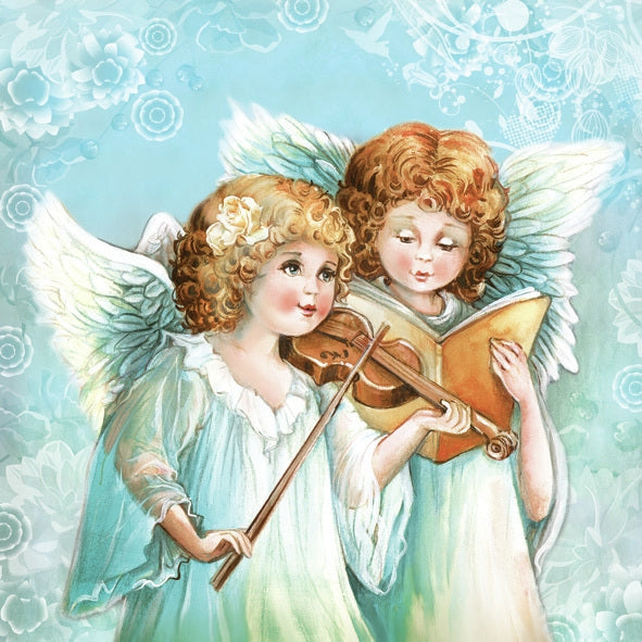 Decoupage Napkin - (DN-8832) - Two Angels Singing & Playing
