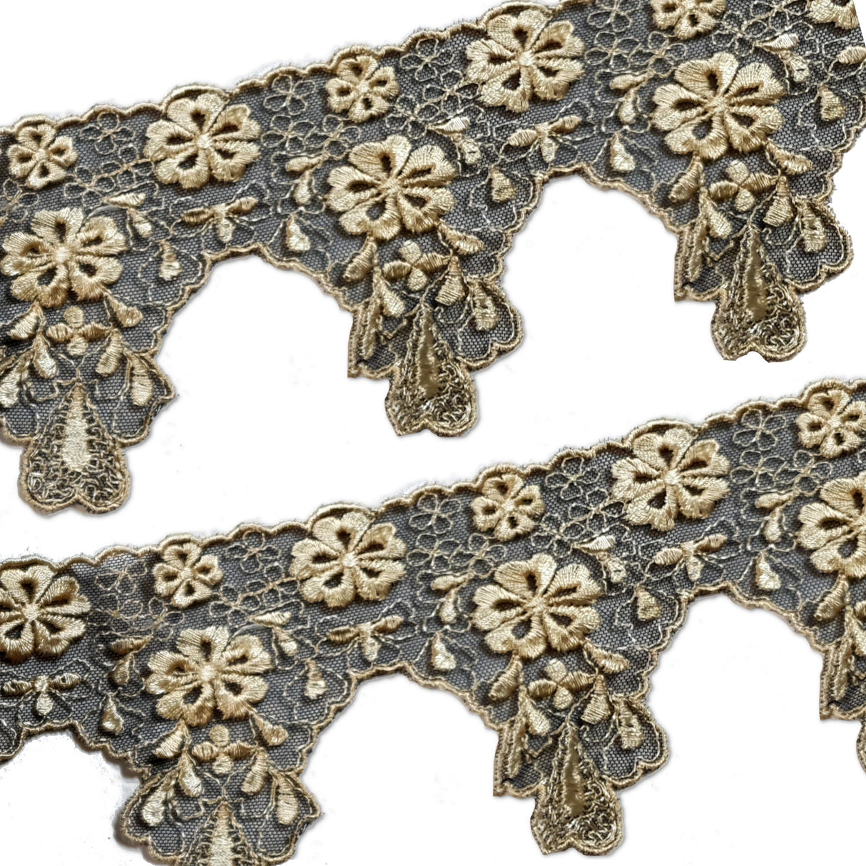 Lace Trim Pack - 113 - Black & Gold - 1 Meter