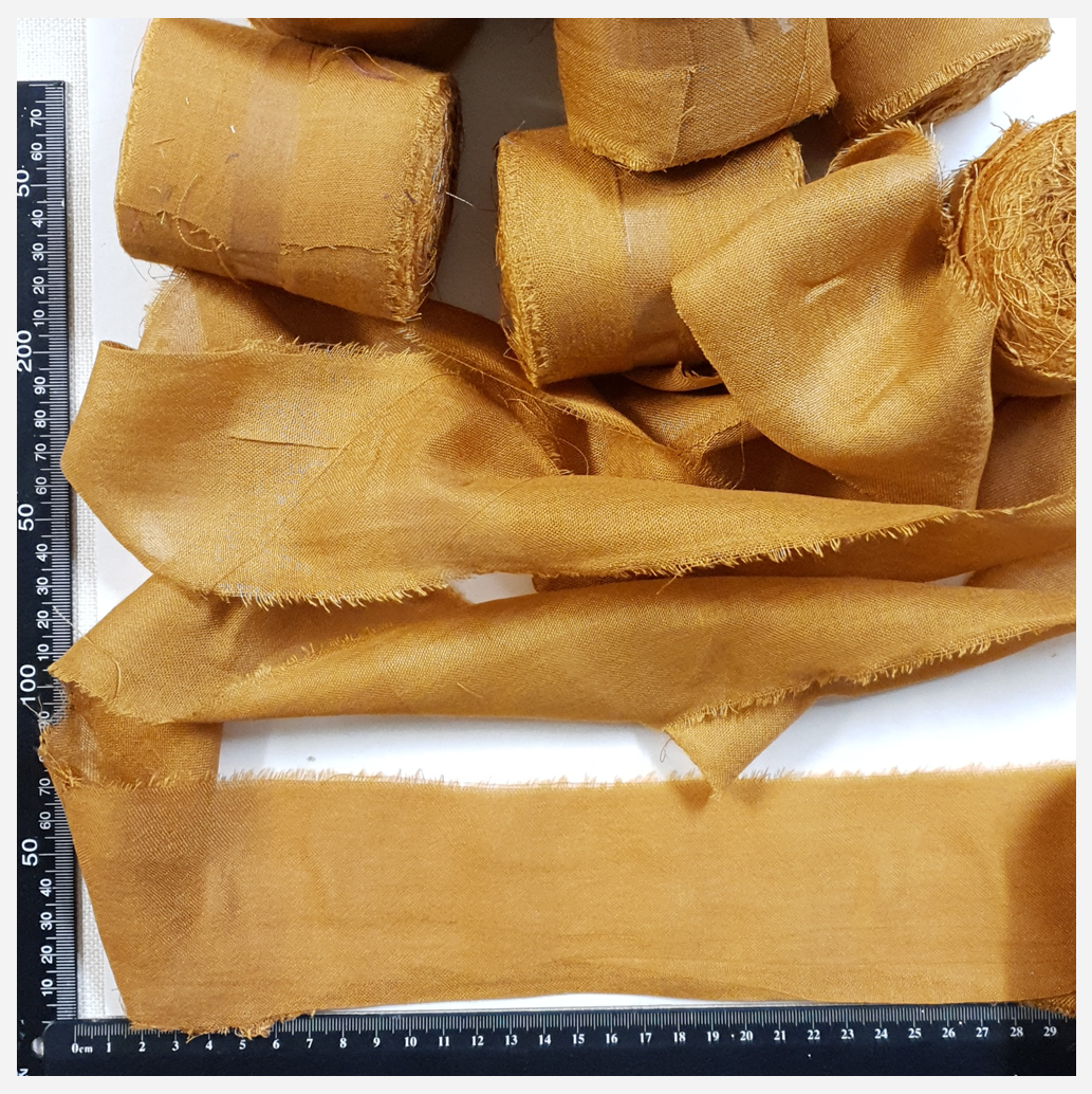 Reclaimed Sari Cotton Ribbon - Flat Rolls - Tawny
