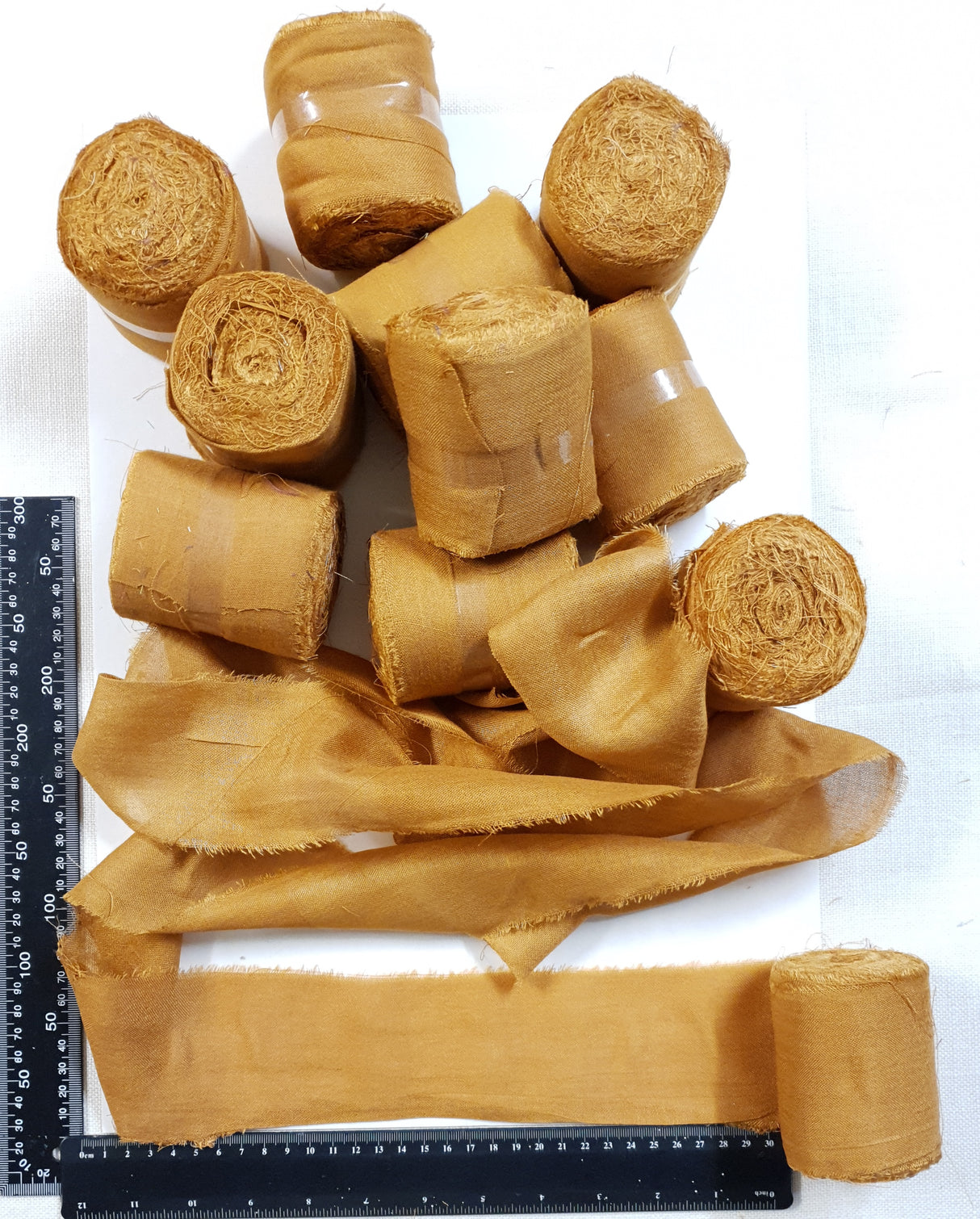 Reclaimed Sari Cotton Ribbon - Flat Rolls - Tawny