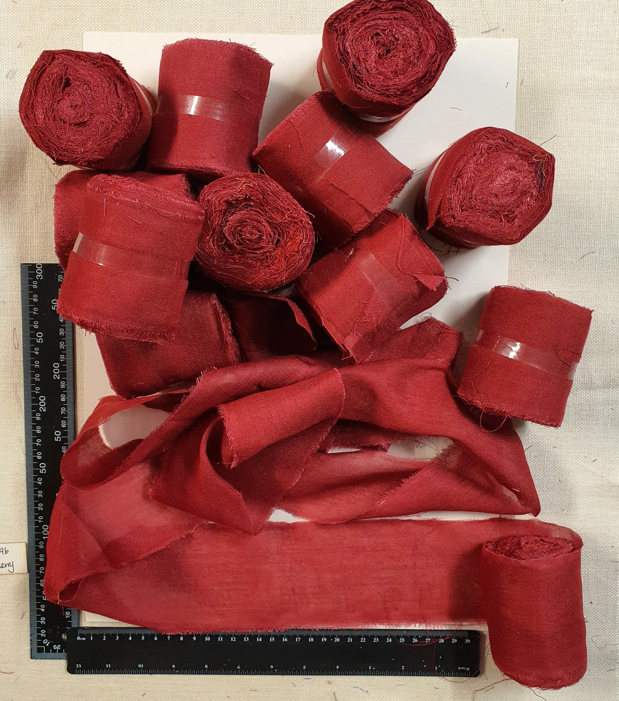 Reclaimed Sari Cotton Ribbon - Flat Rolls - Cherry