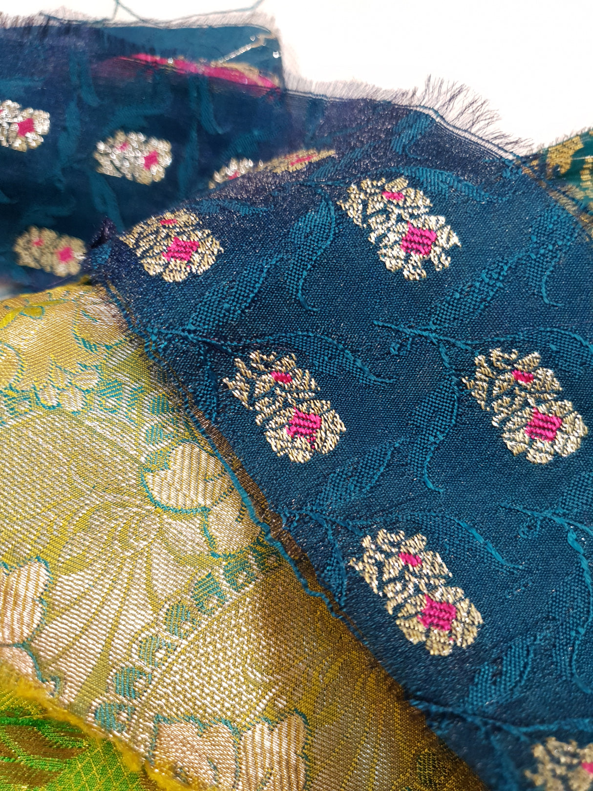 Reclaimed Sari Silk Ribbon - Metallic Border Rolls - 2023