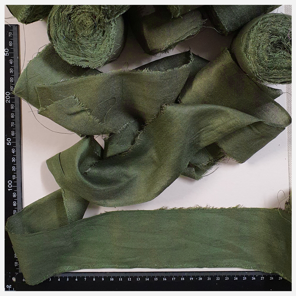 Reclaimed Sari Cotton Ribbon - Flat Rolls - Seaweed