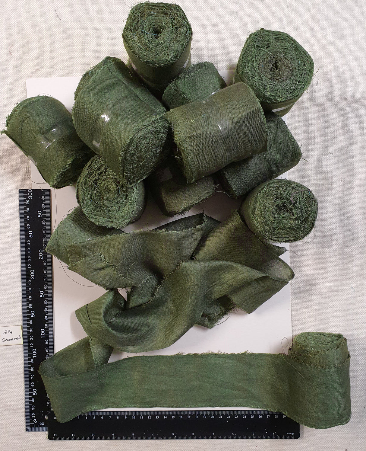 Reclaimed Sari Cotton Ribbon - Flat Rolls - Seaweed