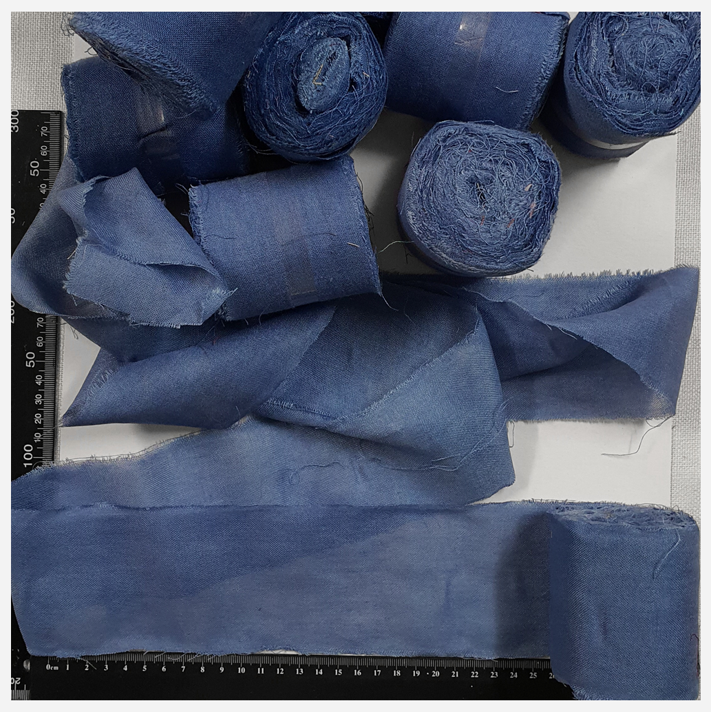 Reclaimed Sari Cotton Ribbon - Flat Rolls - Poseidon