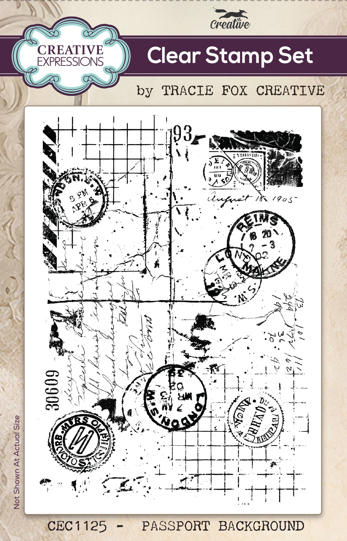 Creative Expressions - Tracie Fox - Passport Background - Clear Stamp Set