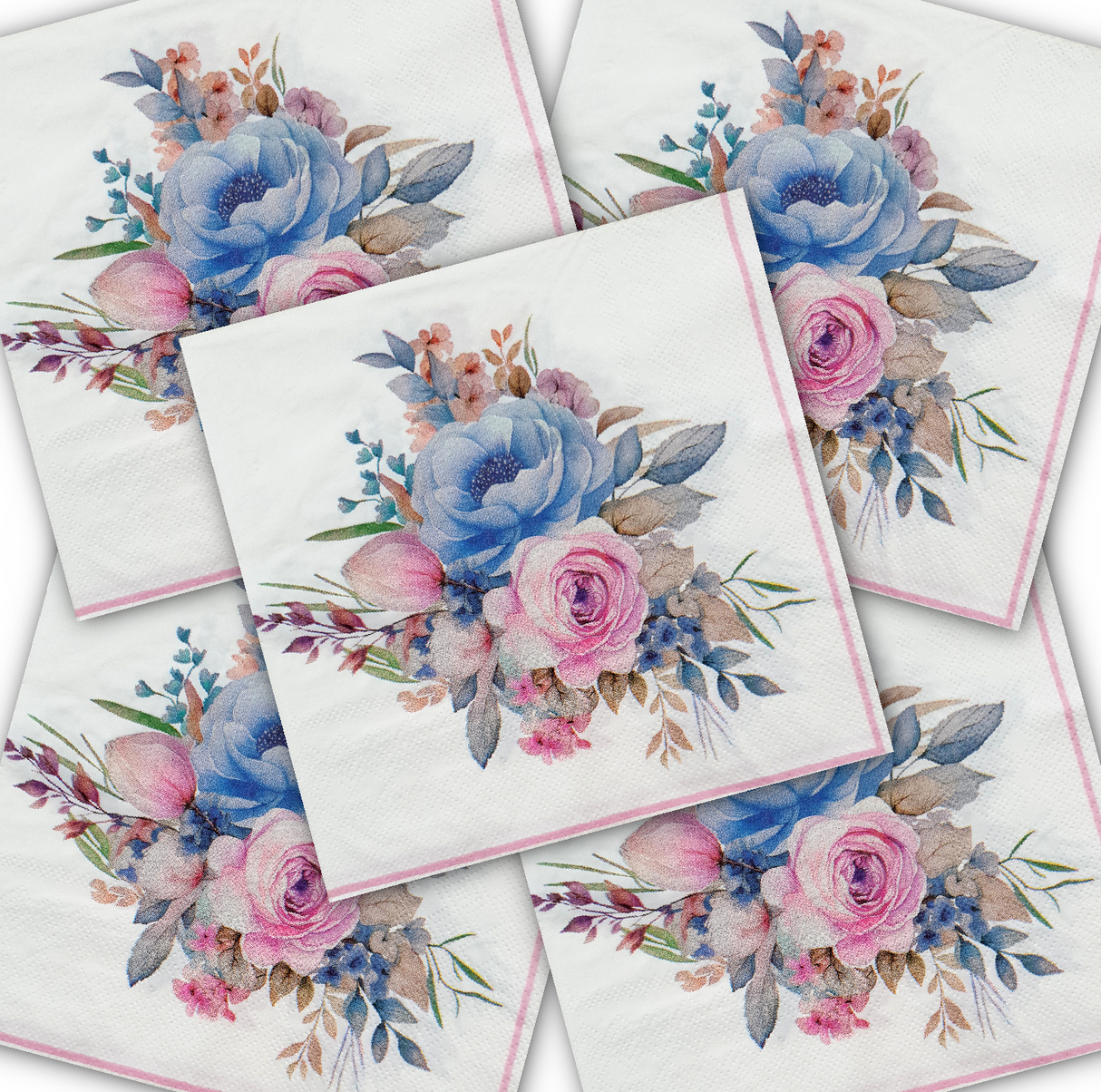 Decoupage Napkin - (DN-8009) - Flowers - Set of 5