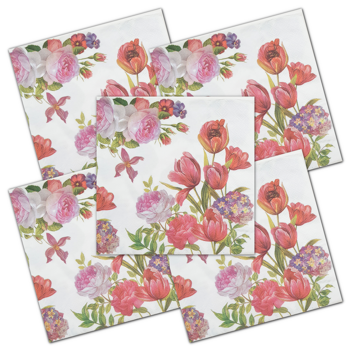 Decoupage Napkin - (DN-8017) - Flowers - Set of 5