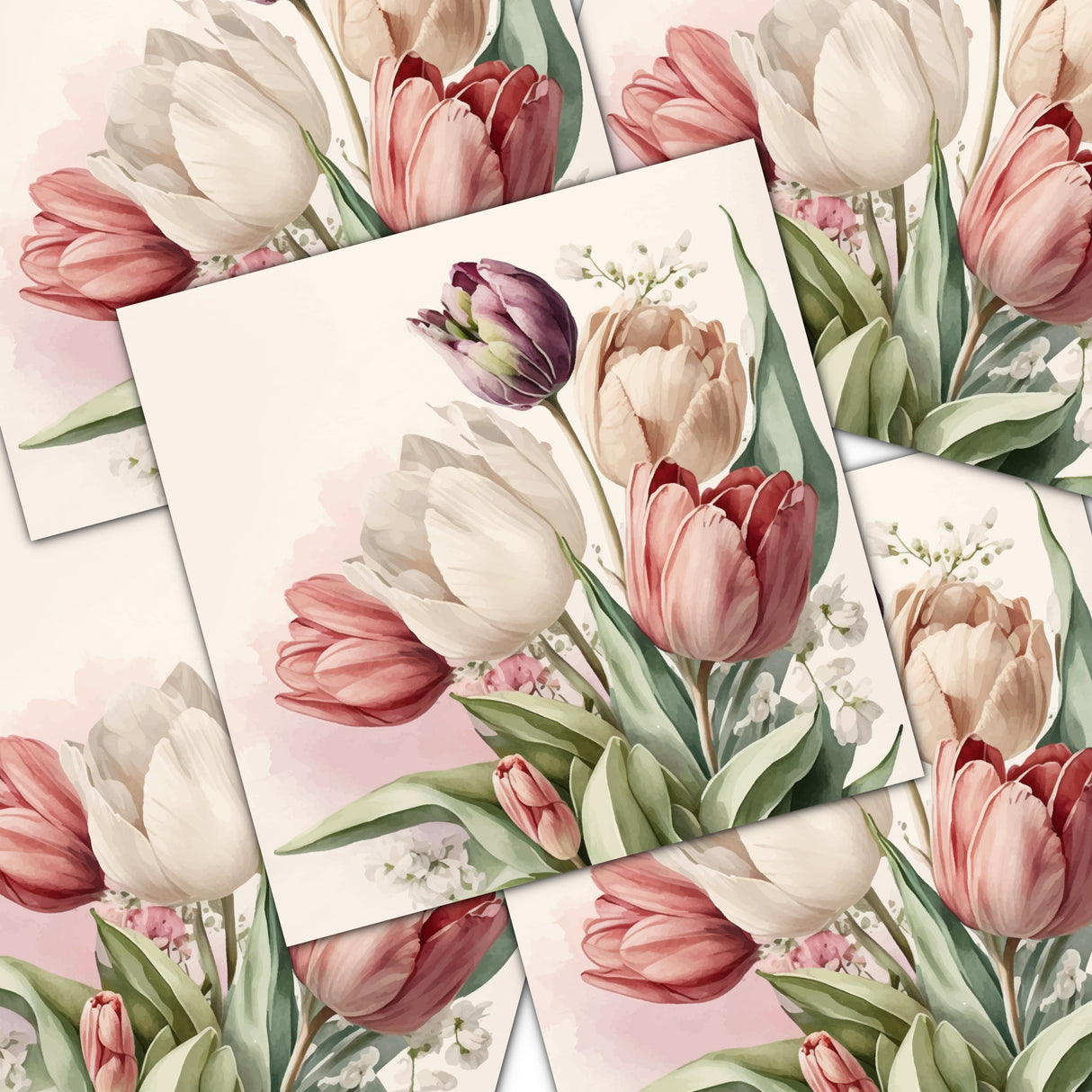 Decoupage Napkin - (DN-8018) - Atelier - Vintage Tulip - Set of 5