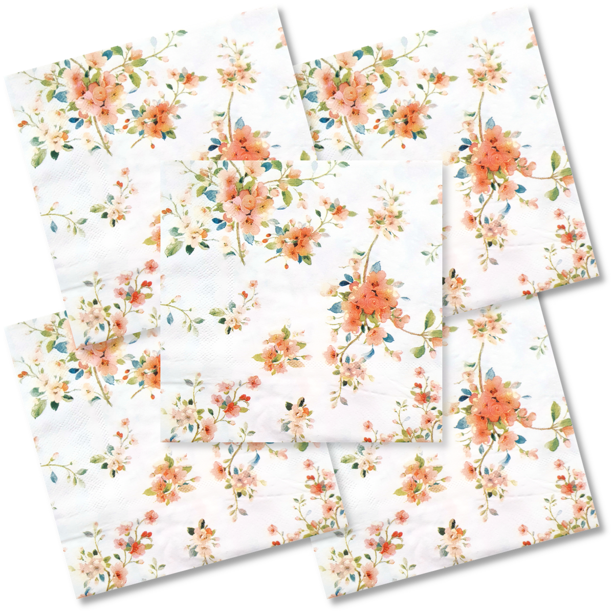 Decoupage Napkin - (DN-8018) - Flowers - Set of 5