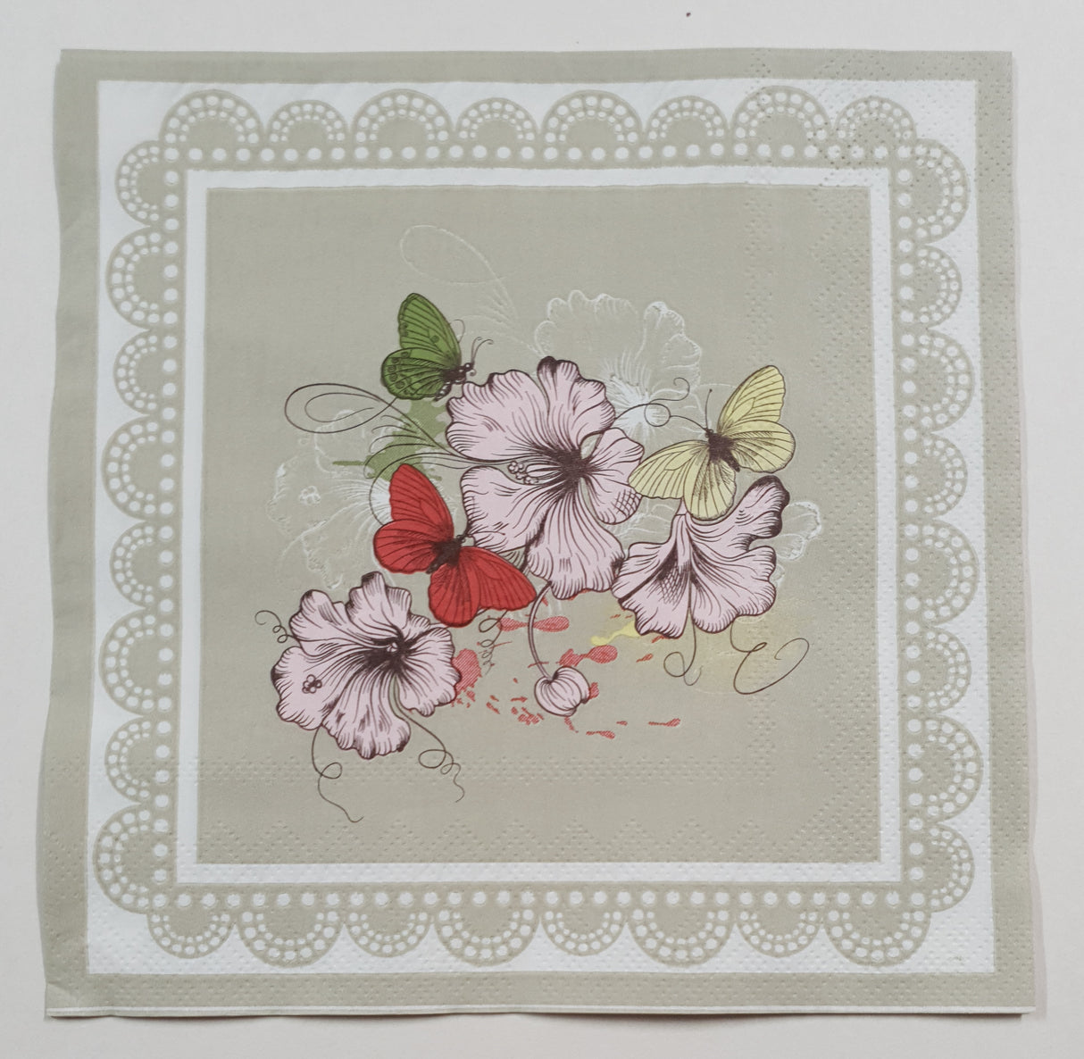 Decoupage Napkin - (DN-8022) - Flowers & Butterflies