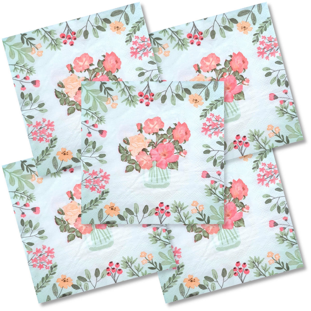 Decoupage Napkin - (DN-8036) - Flowers - Set of 5