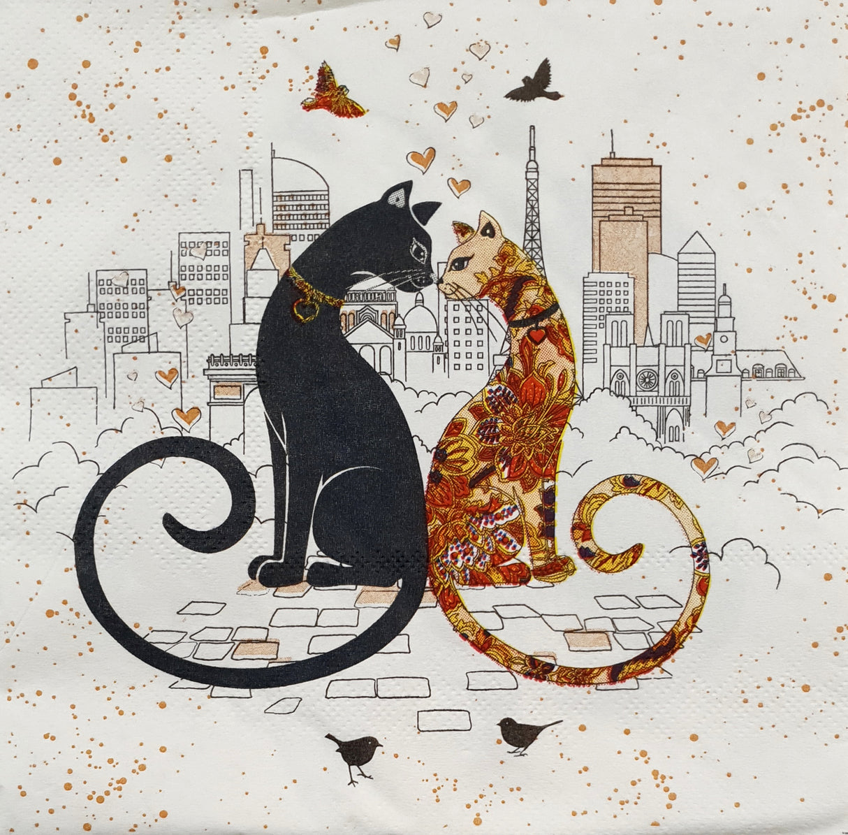 Decoupage Napkin - (DN-8063) - Cat Couple - Set of 5