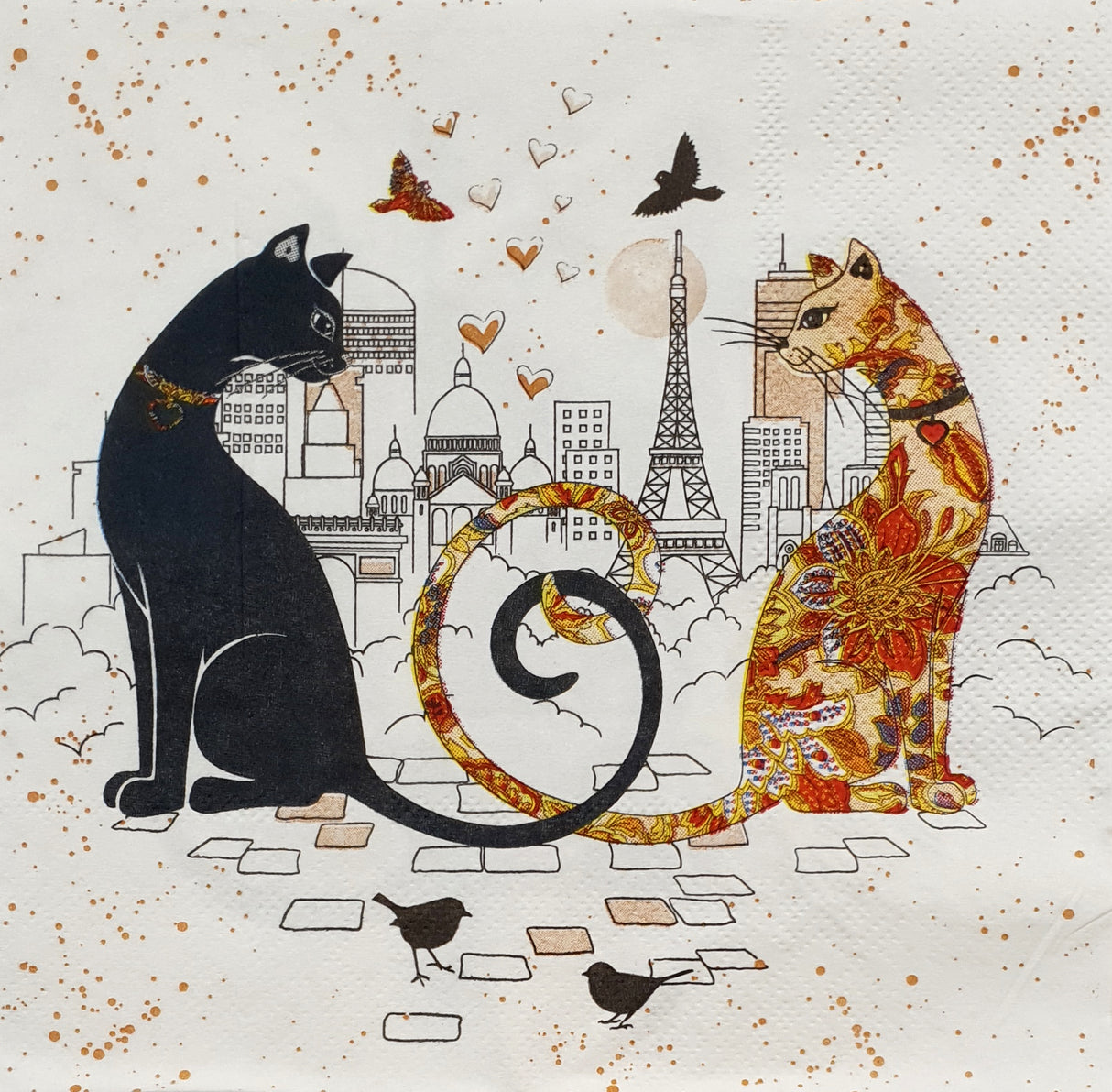 Decoupage Napkin - (DN-8063) - Cat Couple - Set of 5