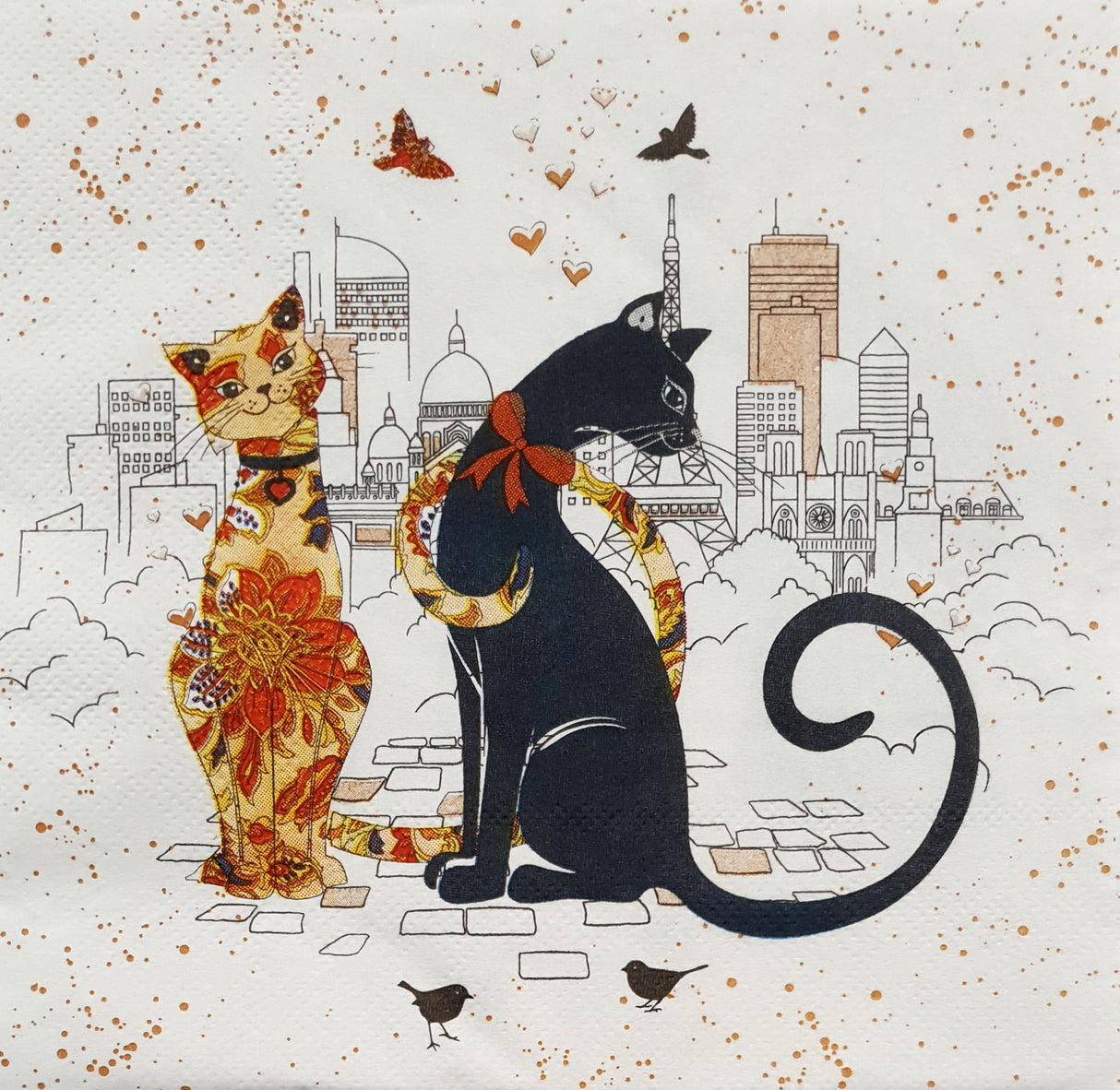 Decoupage Napkin - (DN-8063) - Cat Couple - Set of 5