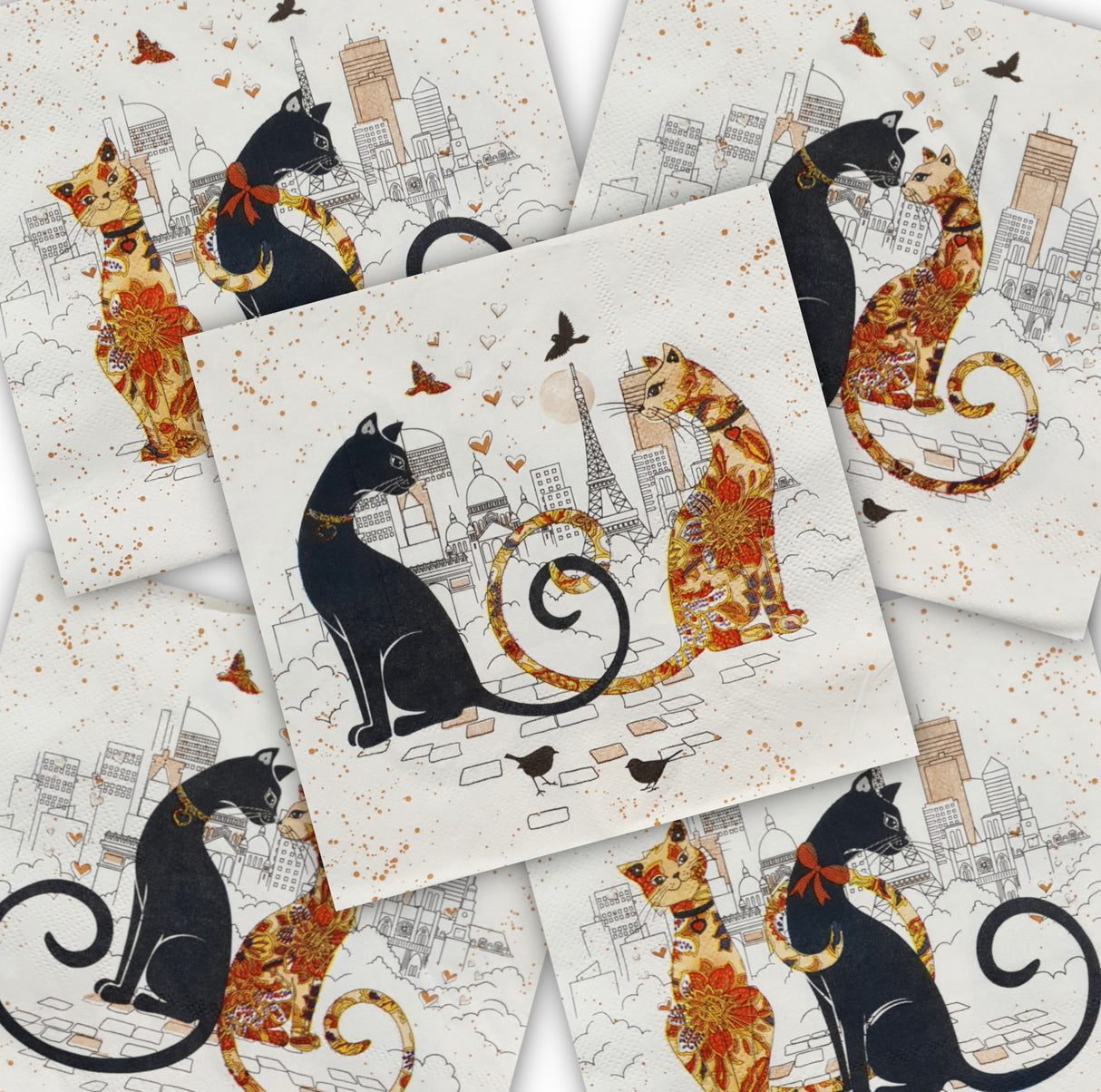 Decoupage Napkin - (DN-8063) - Cat Couple - Set of 5