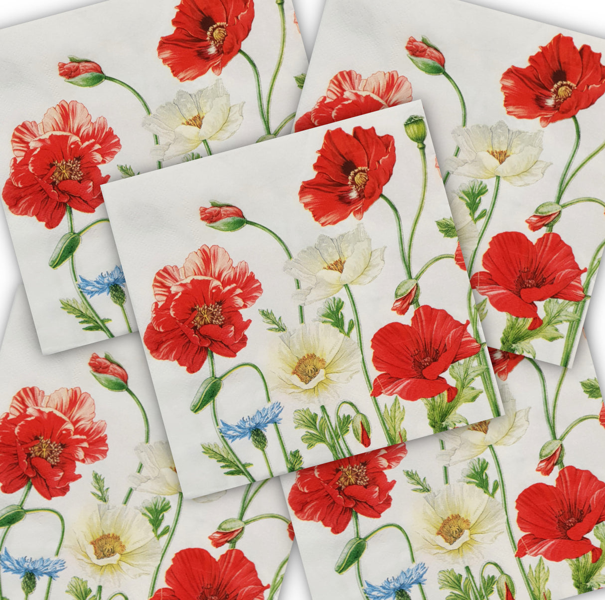 Decoupage Napkin - (DN-8071) - Friendly Flowers - Set of 5