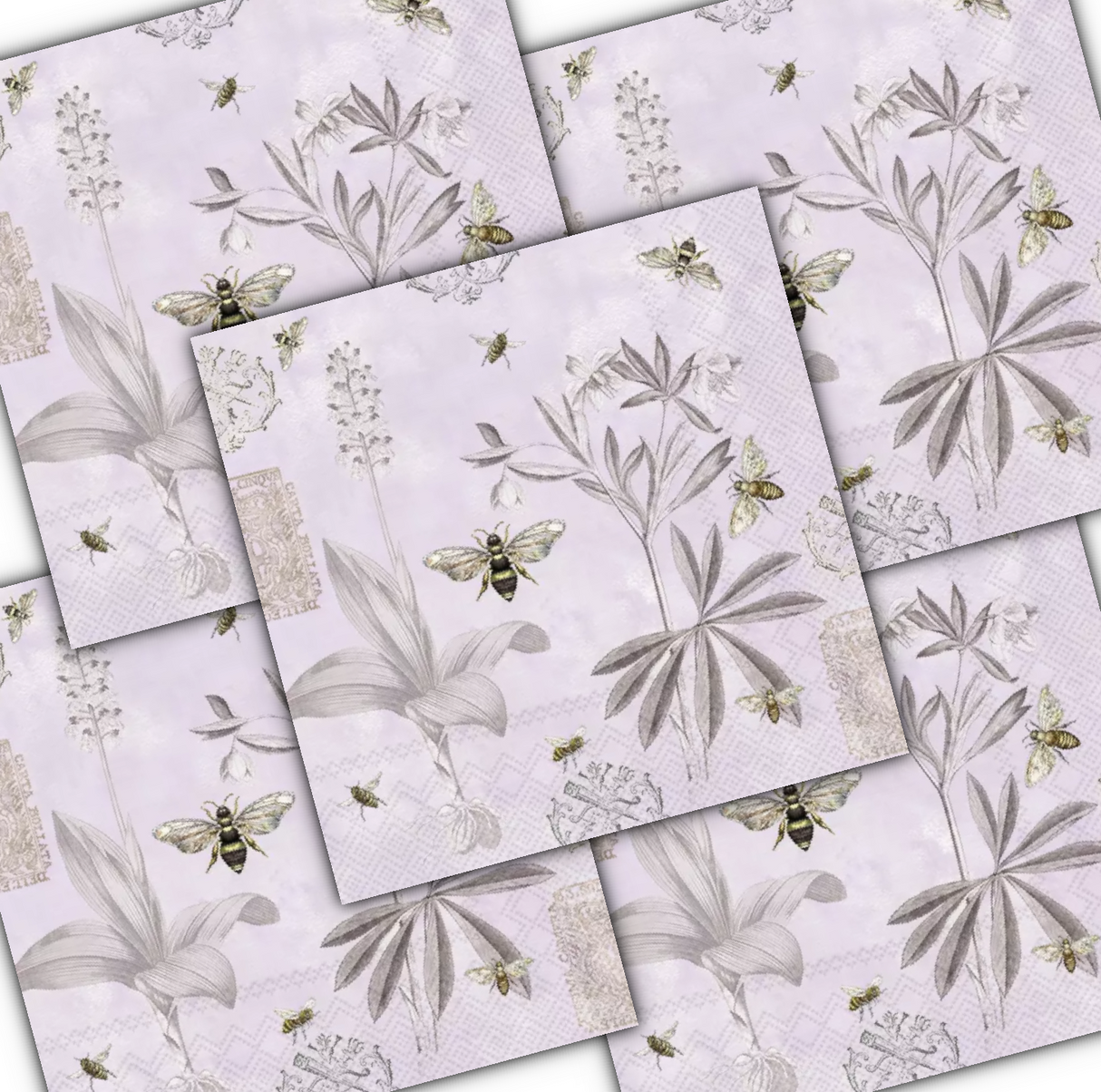 Decoupage Napkin - (DN-8087) - Wild Honey Flowers - Light Lilac - Set of 5