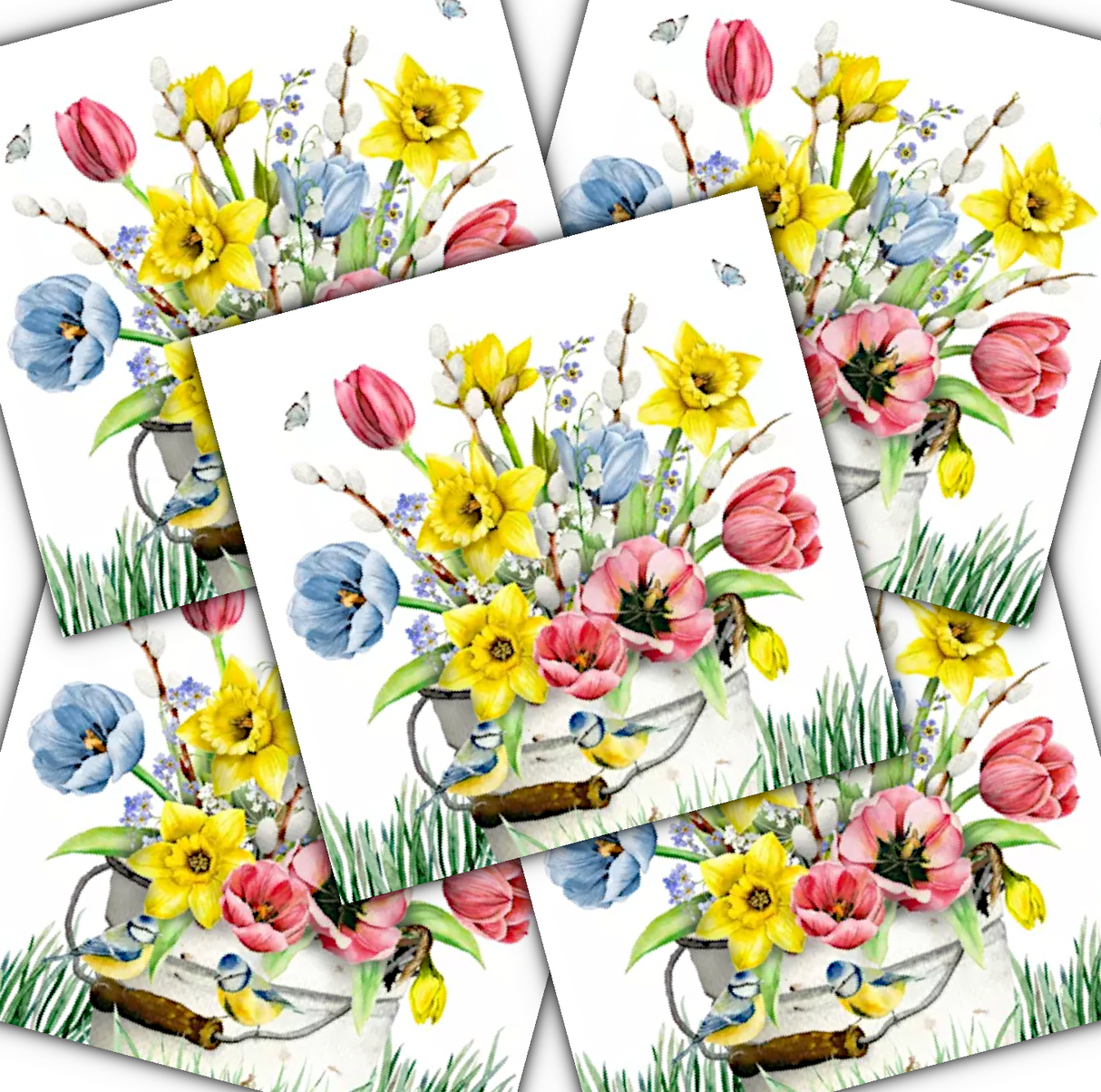 Decoupage Napkin - (DN-8102) - Flores Frescas de Primavera - Set of 5