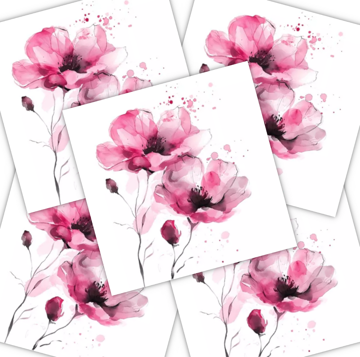 Decoupage Napkin - (DN-8104) - Fiori Delicati - Pink - Set of 5