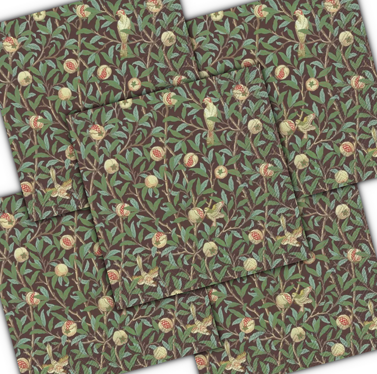 Decoupage Napkin - (DN-8140) - Bird & Pomegranate - Set of 5