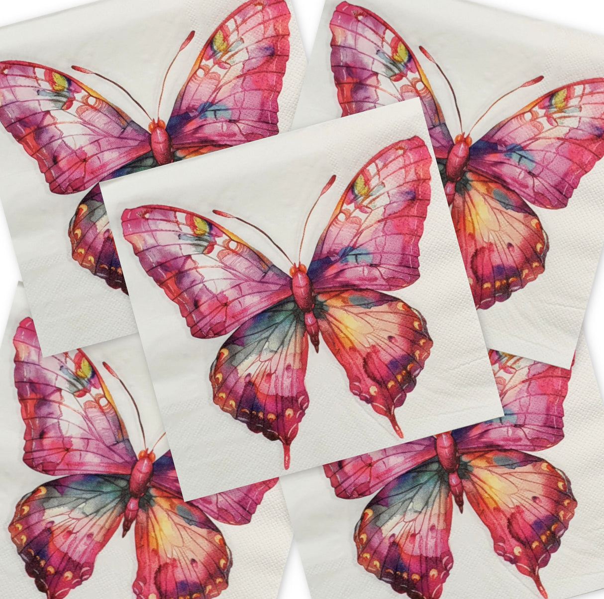 Decoupage Napkin - (DN-8146) - Big Pink Butterfly - Set of 5