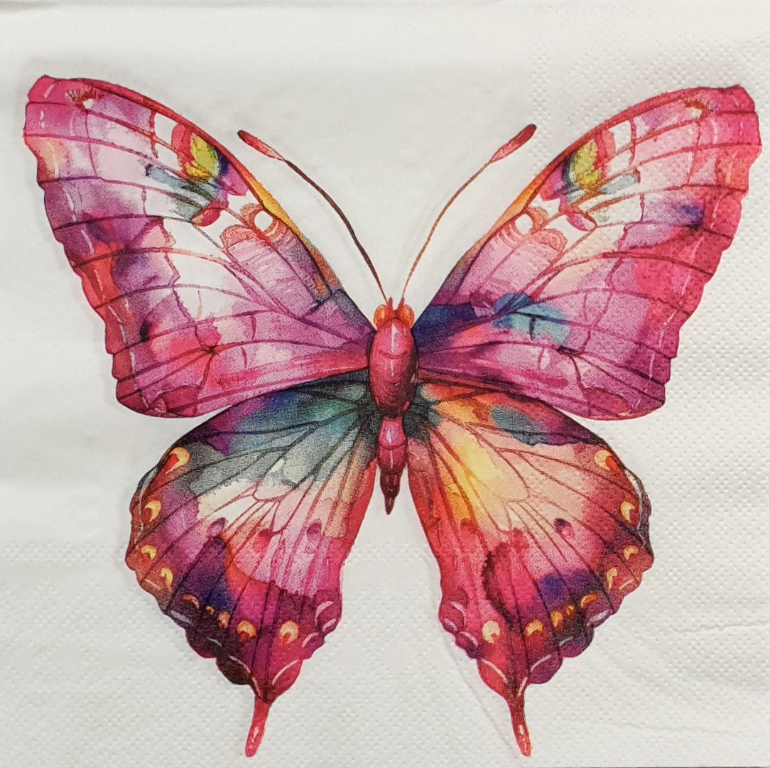 Decoupage Napkin - (DN-8146) - Big Pink Butterfly