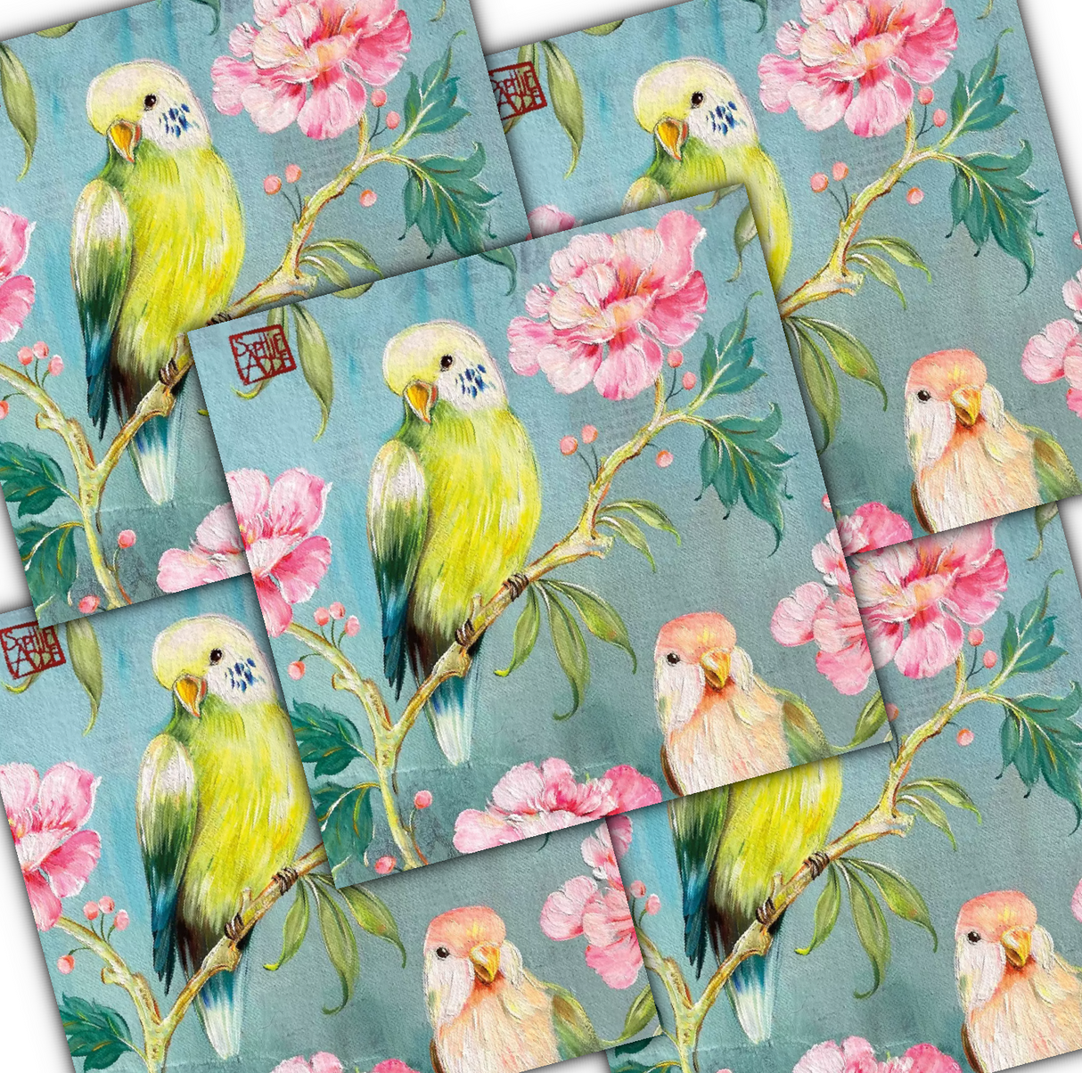 Decoupage Napkin - (DN-8167) - Perruches - Set of 5