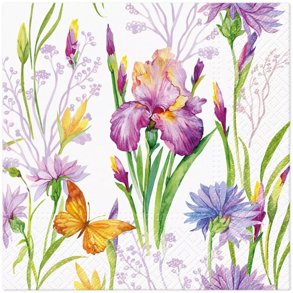 Decoupage Napkin - (DN-8207) - Iris with Butterfly