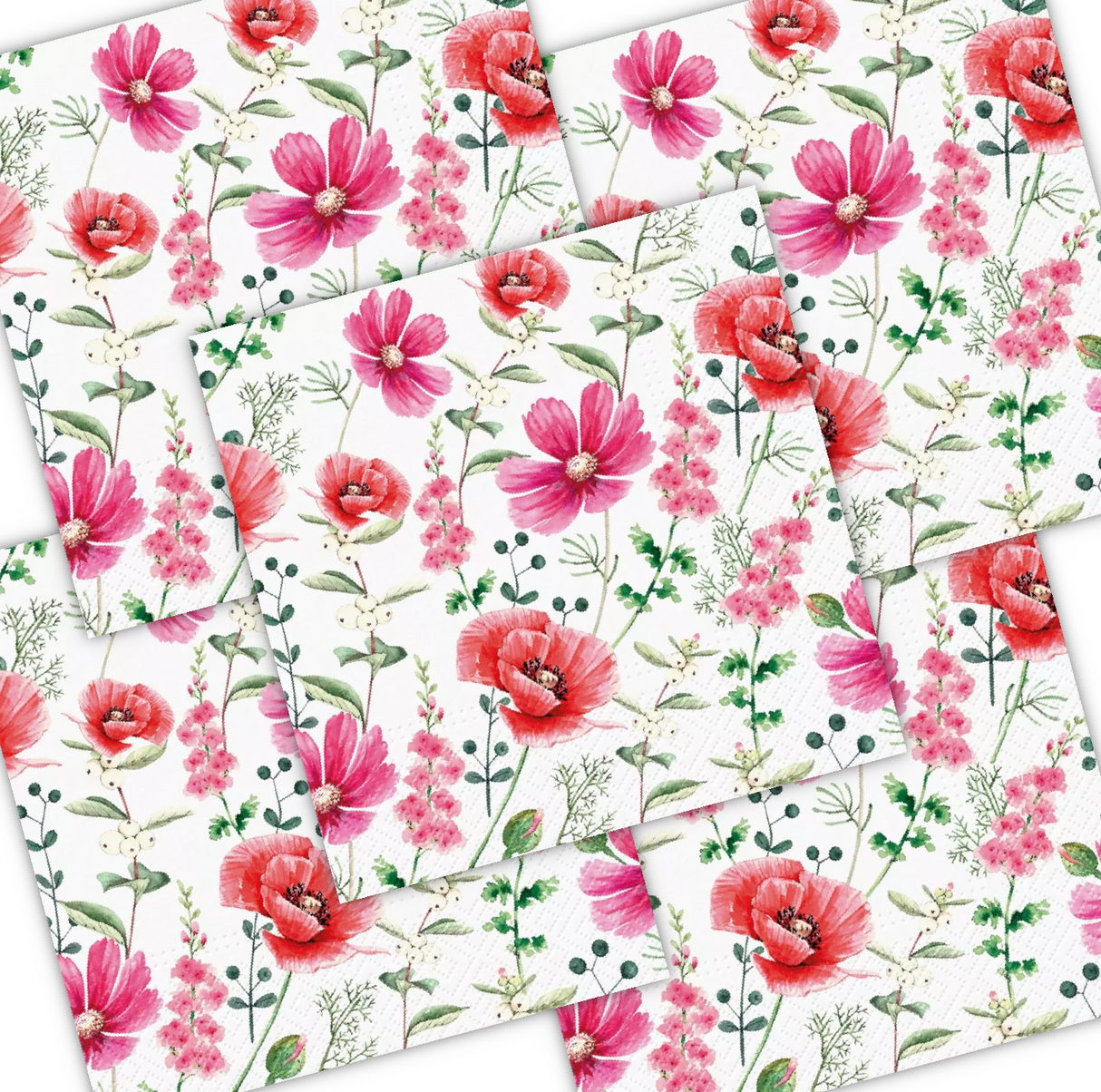 Decoupage Napkin - (DN-8210) - Raspberry Flower - Set of 5
