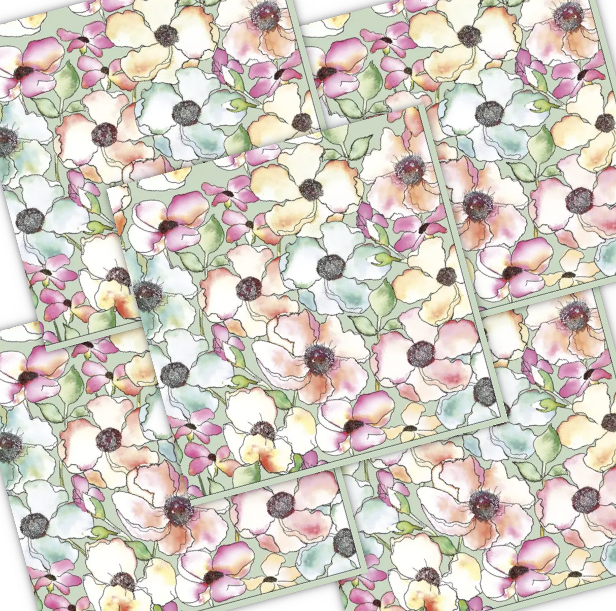 Decoupage Napkin - (DN-8215) - Watercolour Flowers Meadow - Set of 5