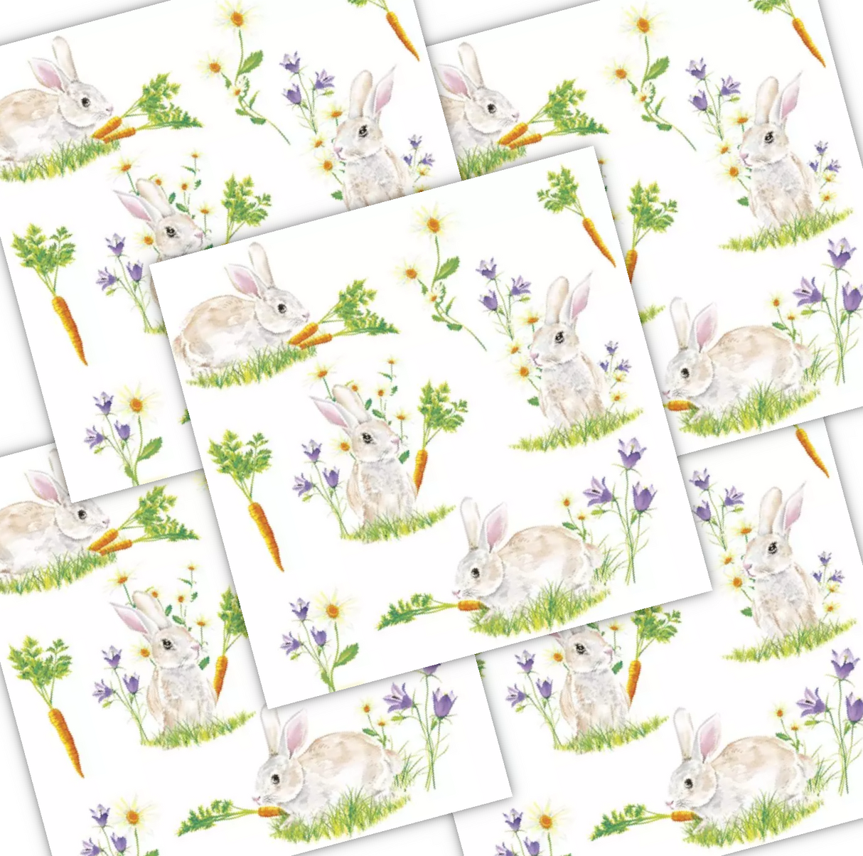 Decoupage Napkin - (DN-8216) - Bunnies with Carrots - Set of 5