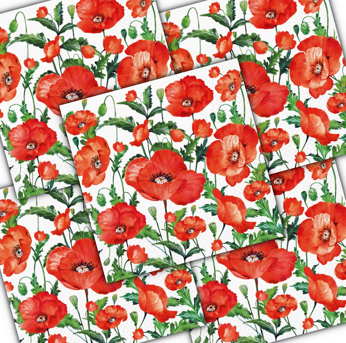 Decoupage Napkin - (DN-8241) - Flanders Poppy - Set of 5