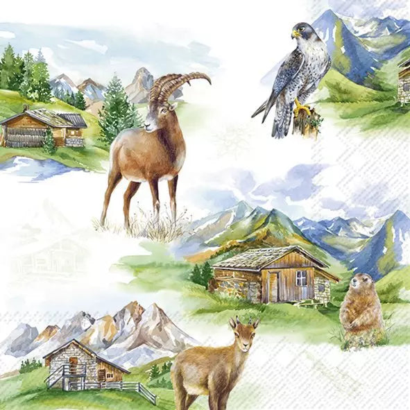 Decoupage Napkin - (DN-8242) - Mountain Wildlife - Set of 5