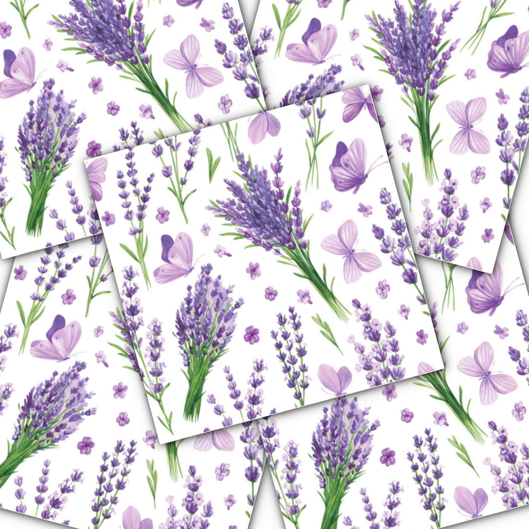 Decoupage Napkin - (DN-8246) - Lavender with Violet Butterflies - Set of 5