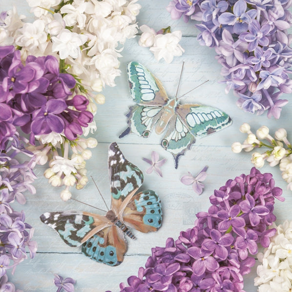 Decoupage Napkin - (DN-8250) - Lilac Collage with Butterflies - Set of 5