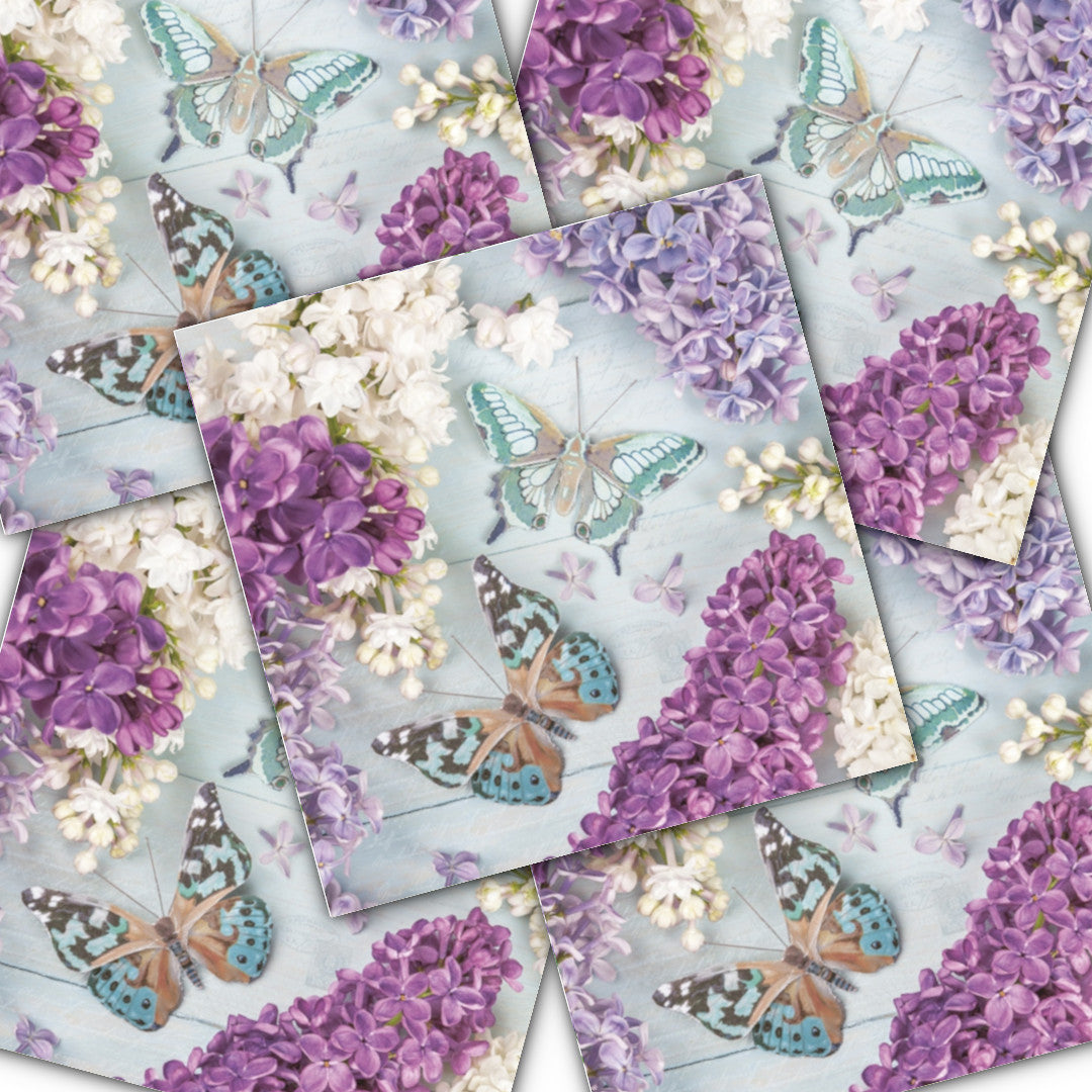Decoupage Napkin - (DN-8250) - Lilac Collage with Butterflies - Set of 5