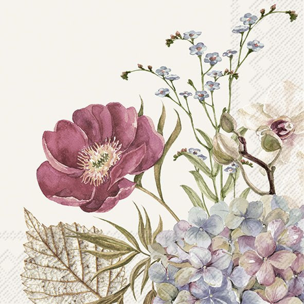 Decoupage Napkin - (DN-8304) - Belles Fleurs - Cream