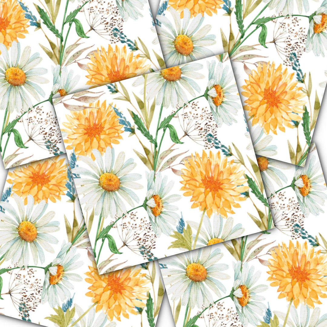 Decoupage Napkin - (DN-8355) - Marigolds and Wildflowers - Set of 5