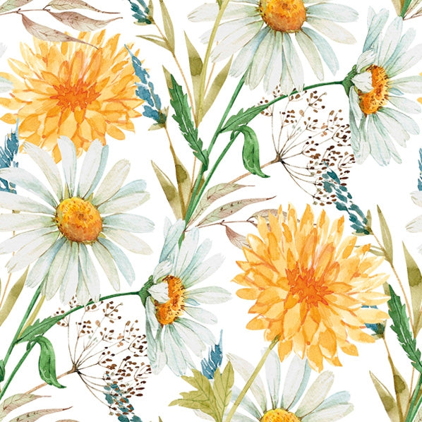 Decoupage Napkin - (DN-8355) - Marigolds and Wildflowers - Set of 5