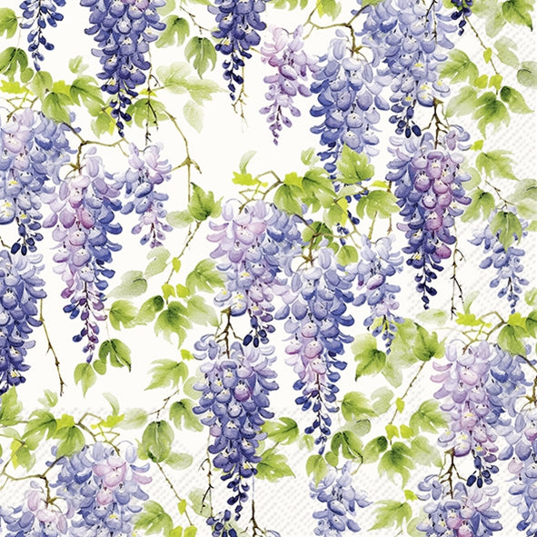 Decoupage Napkin - (DN-8435) - Purple Wisteris - Cream - Set of 5