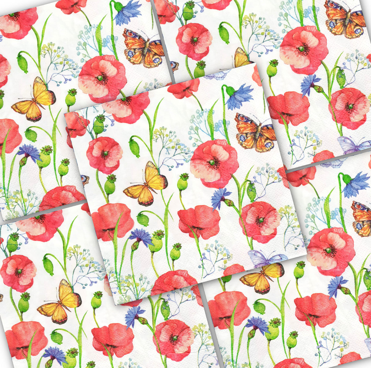 Decoupage Napkin - (DN-8937) - Spring Poppy - Set of 5