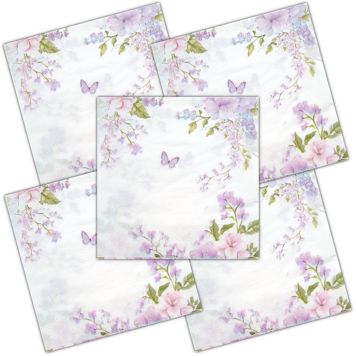 Decoupage Napkin - (DN-8957) - Butterfly - Set of 5