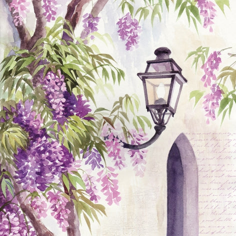 Decoupage Napkin - (DN-8961) - Lantern Among Wisteria Blooms