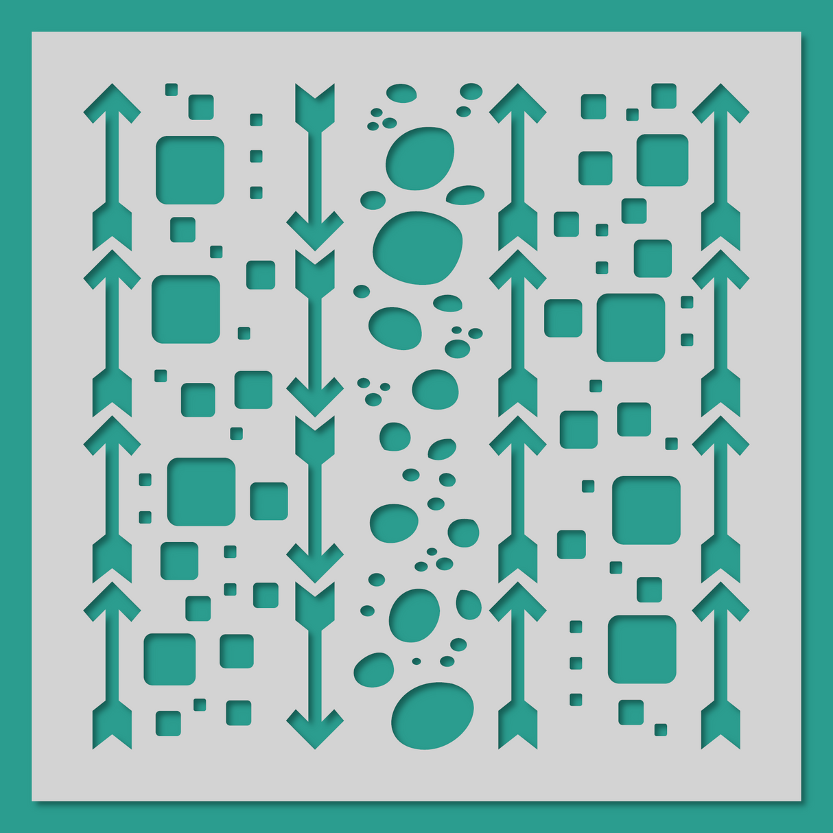 Arrows, Bubbles & Cubes Mix - Stencil - 150mm x 150mm