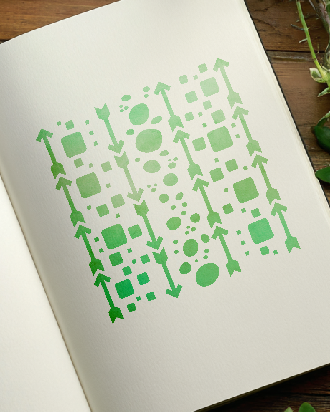 Arrows, Bubbles & Cubes Mix - Stencil - 150mm x 150mm