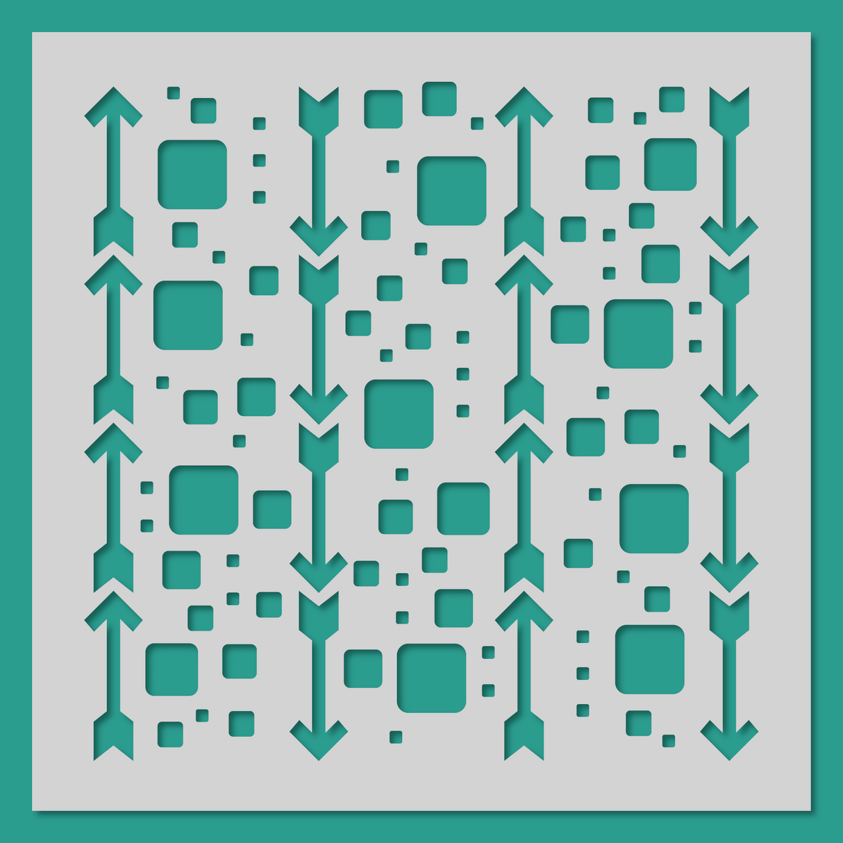 Arrows & Cubes Mix - Stencil - 150mm x 150mm