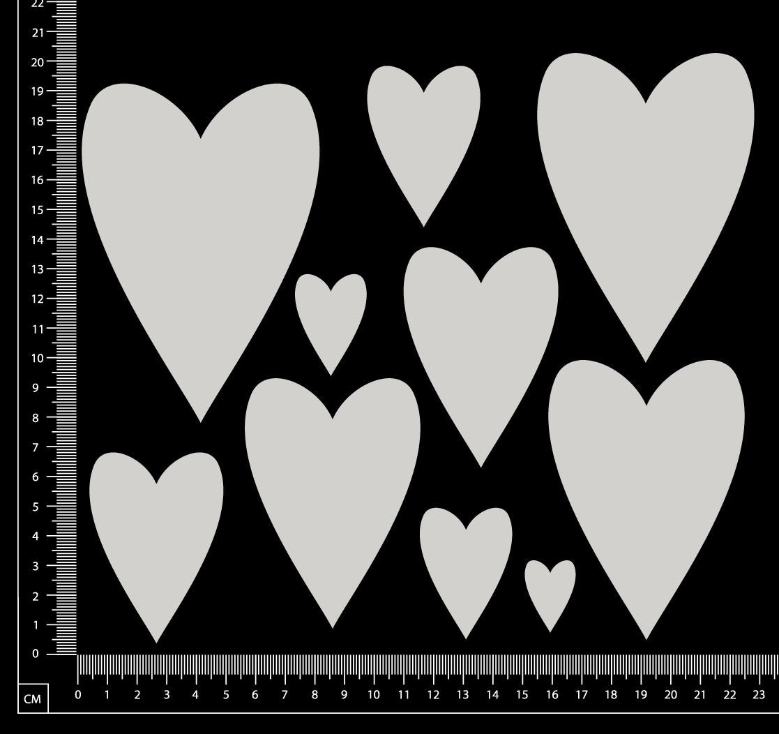 Assorted Pointed Hearts Set - White Chipboard