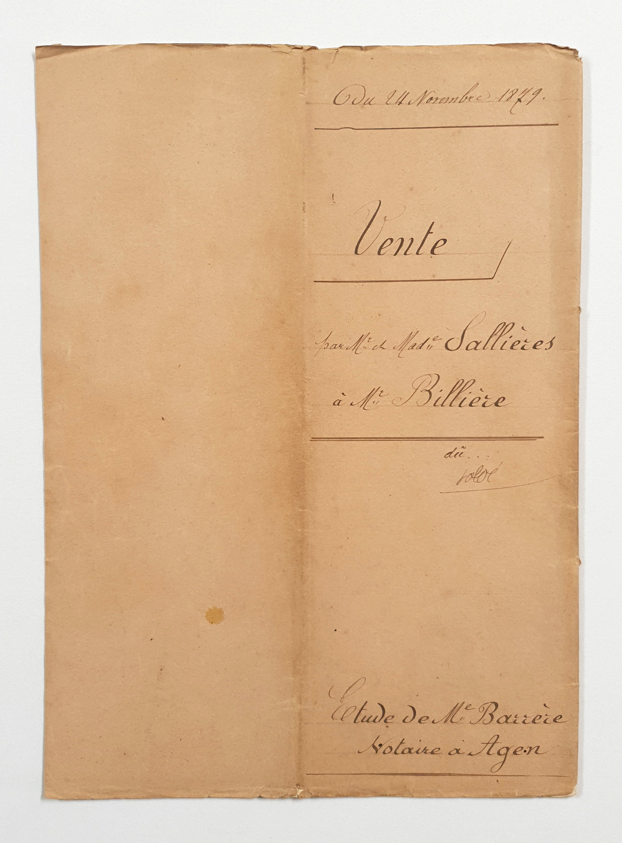 Authentic Antique French 1879 Notaire Document - BV