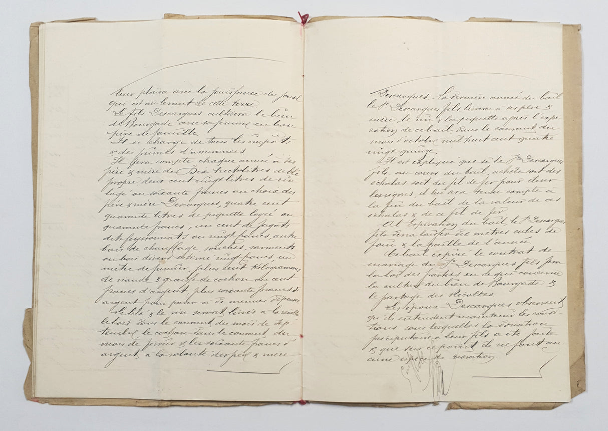 Authentic Antique French 1891 Notaire Document - BW